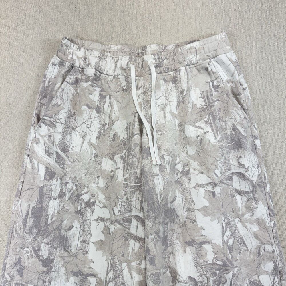Hollister Women's Sweatpants Drawstring Cream Camo Print White Beige Pants M - Picture 2 of 11